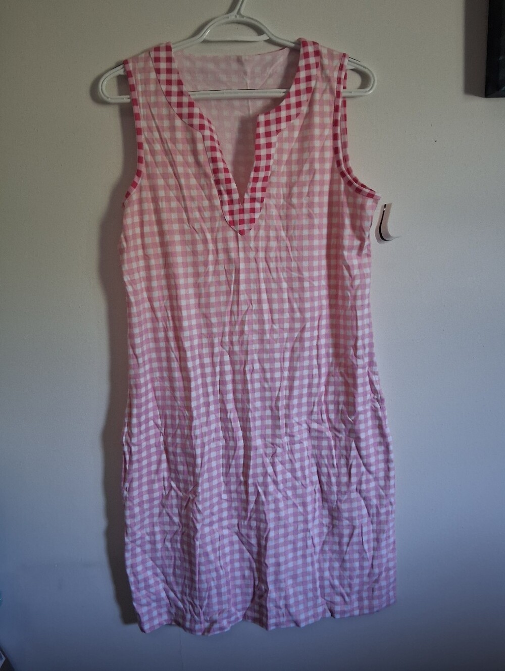 Draper James Lands End Gingham Sleeveless Swim Coverup Dress Pink Size Small